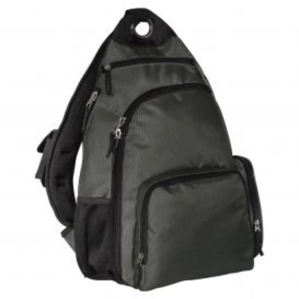 NEW. High Quality 1680 denier multi zippered Sling Bag, Dark Slate color
